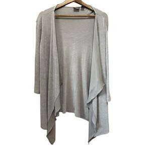 Travelers by Chico's Waterfall Cardigan Gray Duster Lightweight OpenFront Size 1